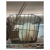 Antique Oyster Basket with 2 Floats