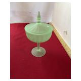 Antique Uranium Green Candy Dish