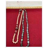 Turquoise and Silver Bead Necklaces