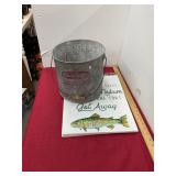 Vintage Minnow Bucket & 2 Fish Signs