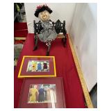 Doll, Bench, & 2 Old Ladies Prints