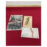 4 Antique Postcards, Gloucester, Pochahontas, Nude