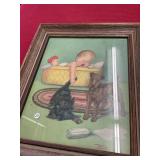 Vintage Baby & 2 Dogs Print