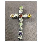 .925 Gemstone Cross
