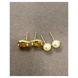 10K Gold Earrings 2 Pair