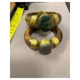 2 Vintage India Wood & Brass Bracelets (India)