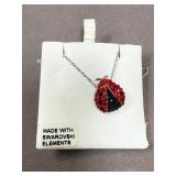 Sterling Ladybug Necklace w/ Swarvoski Crystals