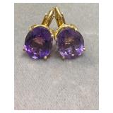 14K Amethyst Leverback Earrings