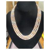 Triple Strand Faux Pink Pearls