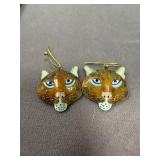 Vintage Laurel Burch Cloisonnï¿½ Enamel Cat Earrings