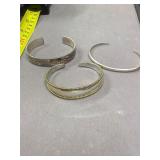 3 Cuff Bracelets Sterling and Others