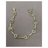 .925 Two-Tone Heart Bracelet 7'