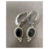 14K Black Onyx Leverback Earrings