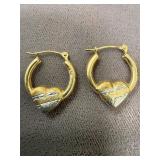 10K Heart Hoop Earrings