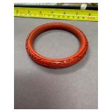 Carved Cinnabar Bangle Bracelet