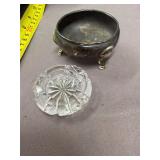 Antique Salt Cellars 1 signed Crystal 1 Hallmarked