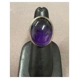 .925 Ring w/ Large Cabachon, Size 6, Amethyst