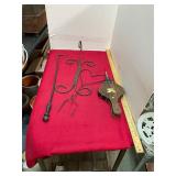 Metal Yard Hangers & Vintage Fireplace Bellow