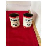 2 Vintage Mathewï¿½s Tidewater Motor Oil Cans