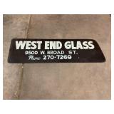 "West End Glass" Plexiglass Advertising Sign