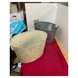 2 Metal Oval Buckets