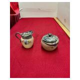 Pair Mount Washinton Peach Blow Creamer Sugar