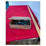 Antique Cigar Box of Straight Razors and Tools