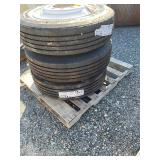 (3) 255/770R 22.5 10 Lug Wheel and Tires