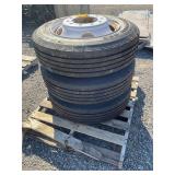 (3) 255/770R 22.5 10 Lug Wheel and Tires