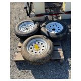 (3) 205/15 5 Lug Wheel and Tires
