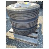 (3) 255/770R 22.5 10 Lug Wheel and Tires