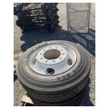 (3) 255/770R 22.5 10 Lug Wheel and Tires