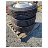 (3) 255/770R 22.5 10 Lug Wheel and Tires