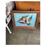 2 Ducks Flying Signed Painting