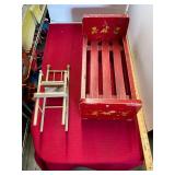 Antique Doll Cradle & Highchair