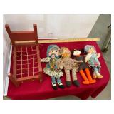 Vintage Crib with 3 Dolls