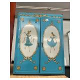 Vintage Metal Tin Litho Doll Wardrobe Cabinet
