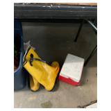 Yellow Size 9 Boots & Coleman Cooler