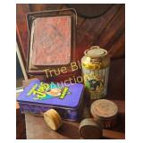 Vintage Collectible Tin Containers and Fishing Acc