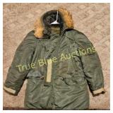Vintage Military-Style Parka with Faux Fur Lining