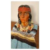 Authentic Native American Bust with Handcrafted Bl