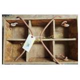 Vintage Wooden Compartment Box with Rope Handles -
