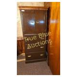 Vintage Wooden Wardrobe Cabinet with Drawers - Rus