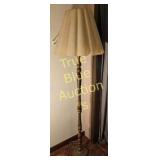 Vintage Metal Spindle Floor Lamp with Pleated Shad