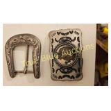 Vintage Western Belt Buckle and Ornate Buckle Fram