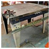 Vintage Industrial Steel Workshop Table with Mount