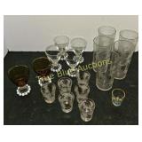 Vintage Glassware Set Including Shot Glasses and T