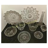 Collection of Vintage Cut Glass Bowls and Plates