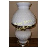 Vintage White Hobnail Glass Table Lamp with Elegan