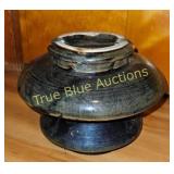 Vintage Handcrafted Black Pottery Vase - Unique Ar